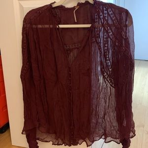 Free People Wine Long Sleeve, only worn once! size M